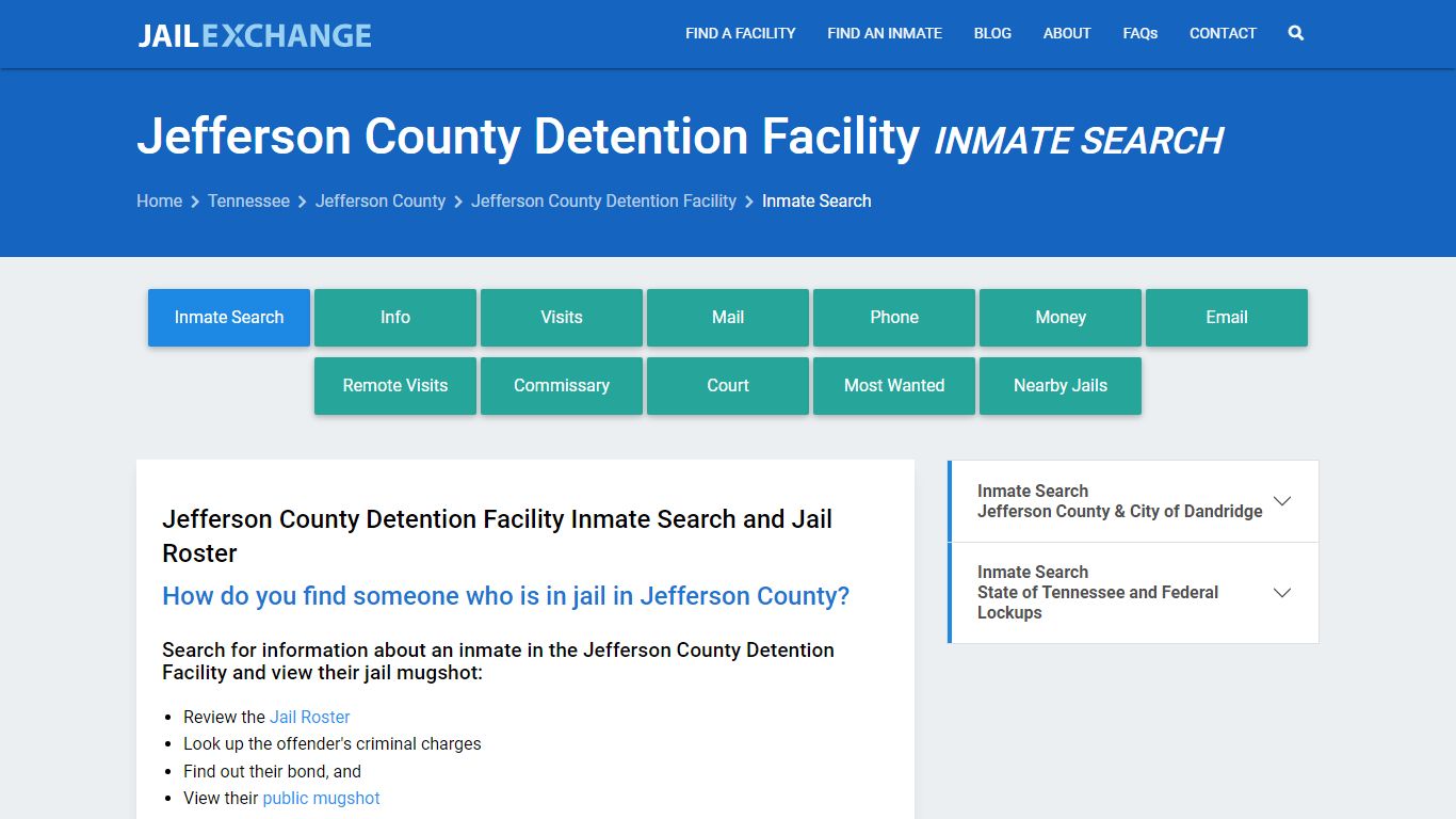 Jefferson County Detention Facility Inmate Search - Jail Exchange